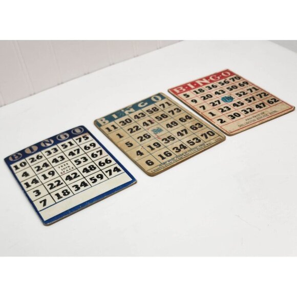 Vintage Bingo Cards Set Of 3 -Collectible Game Accessories - Picture 2 of 14